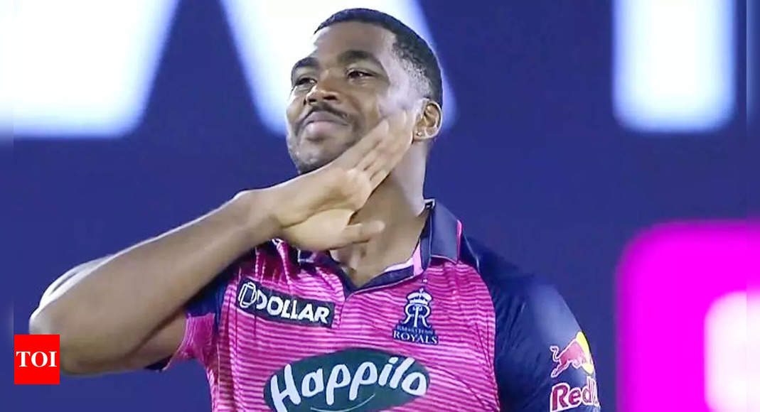 IPL 2022, RR vs KKR: WATCH - Pushpa fever grips Rajasthan Royals' Obed McCoy, enacts Allu Arjun's 'jhukega nahi' after his maiden wicket