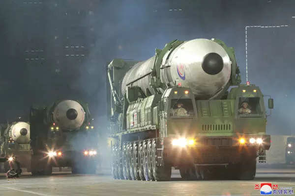 North Korea showcases banned missiles at military parade; see pics | Photogallery